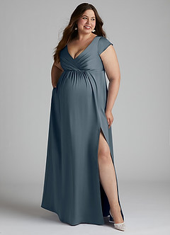 Azazie Allessia Abiti da damigella d'onore premaman Abito A-Line Plissettato Raso Elasticizzato Floor-Length image10