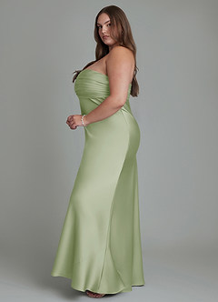 Azazie Saylor Jurken voor bruidsmeisjes Jurk van Stretch Satijn met Zeemeermin Strapless Stoffige Salie image14