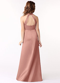 Azazie Laurel Junior Rosette A-Line Stretch Satin Dress image3