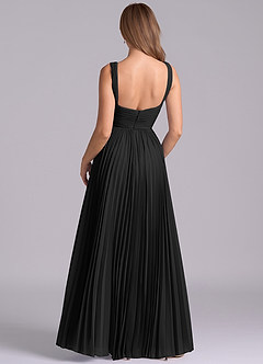 Azazie Mina Jurken voor bruidsmeisjes Jurk van Chiffon met A-Lijn Geplooid Zwart image7