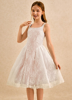 Azazie Cubbie Girls Formal Flower Girl Dresses English Rose A-Line Lace Dress image3