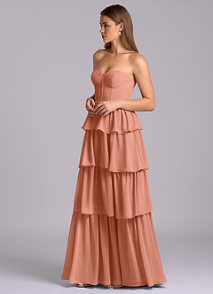 Azazie Faye Vestidos de damas de honor Vestido de Mai Tai de Gasa de Corte en A con Escote de Corazón image5