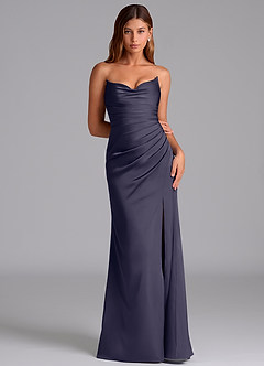 Azazie Claudelle Suknie dla druhen Syrena Bez ramiączek Satyna elastyczna Do ziemi Sukienka image6