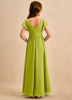 Azazie Milly Girls Formal Flower Girl Dresses Lemongrass A-Line Pleated Chiffon Dress image2