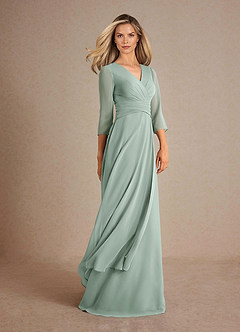 Azazie Mayfield Mother of the Bride Dresses Agave A-Line Pleated Chiffon Dress image2