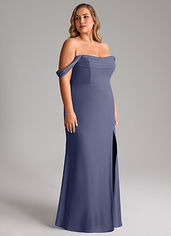 Azazie Saige Brautjungfernkleider Wandelbar A-Linie Schulterfrei Chiffon Kleid Sturm image12