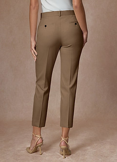 front Victoria Truffle Refined Weave Cropped Pants Suit
