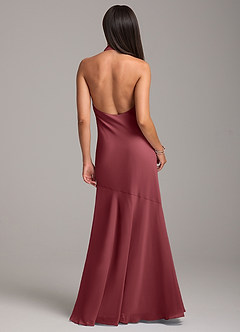 Azazie Lorena Jurken voor bruidsmeisjes Jurk van Chiffon met Zeemeermin Geplooid Merlot image7