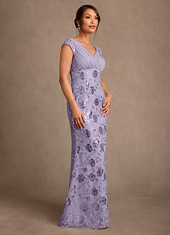 Azazie Tabby Vente finale Robe Fourreau en Paillettes Plissée Gold Sequins image3
