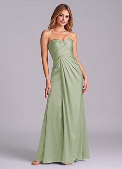 Azazie Sabrine Final Sale Dusty Sage A-Line Sweetheart Neckline Stretch Satin Dress image3