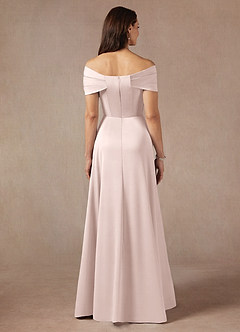 Azazie Amelia Venta final Vestido de Rosa Rubor de Satén Elástico de Corte en A con Vestidos sin tirantes image6
