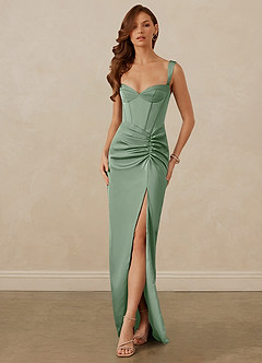 Christian Siriano Bridal for Azazie 1017 Bridesmaid Dresses Matcha Sheath Sweetheart Neckline Stretch Satin Dress image1