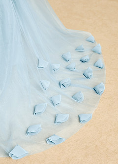 Azazie Lorita Blumenmädchenkleider A-Linie Mit Perlen Tüll Kleid Himmelblau image9
