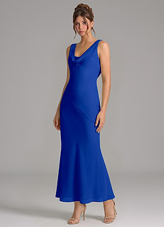 Azazie Rylina Robes de demoiselle d'honneur Robe Sirène en Mousseline de soie Plissée Bleu Roi image4