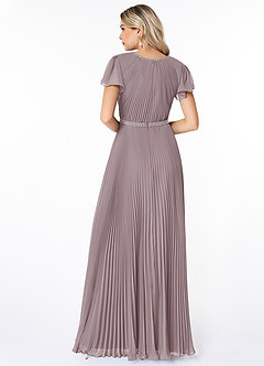 Azazie Kara Modest Bridesmaid Dresses A-Line Pleated Chiffon Floor-Length Dress image2