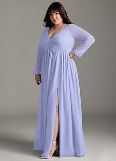 Azazie Teton Maternity Bridesmaid Dresses A-Line Long Sleeve Chiffon Floor-Length Dress image11
