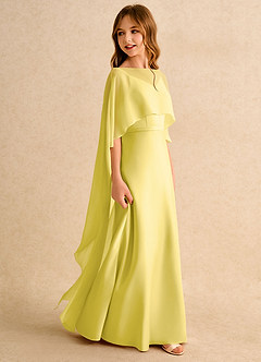 Azazie Fishie Girls Formal Robe Demoiselle D'honneur Fillette Robe Trapèze en Mat Satiné Canari image6