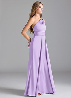 Azazie Dallas Bridesmaid Dresses Lilac A-Line One Shoulder Stretch Satin Dress image4