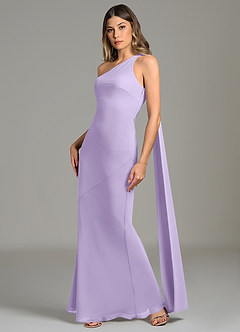Azazie Juniper Bridesmaid Dresses Lilac Mermaid One Shoulder Chiffon Dress image1