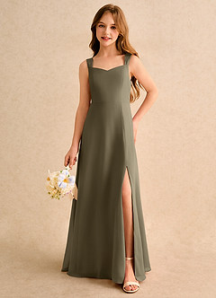 Azazie Makani Girls Formal Flower Girl Dresses Willow Green A-Line Sweetheart Neckline Chiffon Dress image5