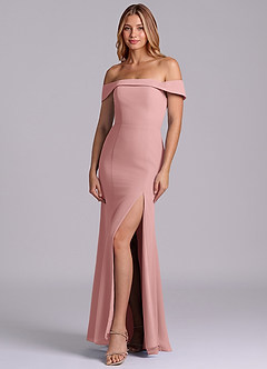 Azazie Luciana Bridesmaid Dresses Dusty Rose Sheath Off the Shoulder Chiffon Convertible Dress image3