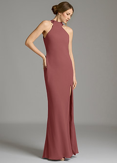 Azazie Cairo Vestidos de damas de honor Vestido de Amatista de Gasa de Corte Sirena con Plisado image4