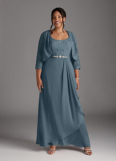 Azazie Ainsling Mother of the Bride Dresses Twilight A-Line Square Neckline Lace Chiffon Dress image12
