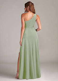 Azazie Brooke Robes de demoiselle d'honneur Robe Trapèze en velours Ue épaule Vert Sauge image5