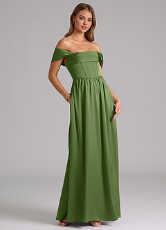 Azazie Hattie Bridesmaid Dresses Juniper A-Line Corset Stretch Satin Dress image4