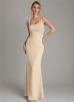 Azazie Agustina Bridesmaid Dresses Champagne Mermaid Corset Chiffon Dress image4