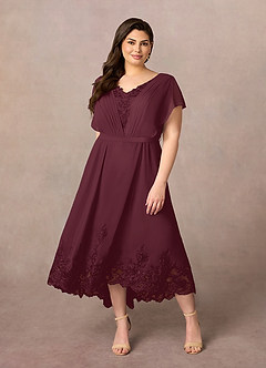 Azazie Palana Mother of the Bride Dresses Cabernet A-Line Lace Chiffon Dress image6