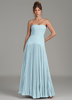 Azazie Yuliana Bridesmaid Dresses Cloud Blue A-Line Strapless Chiffon Dress image1