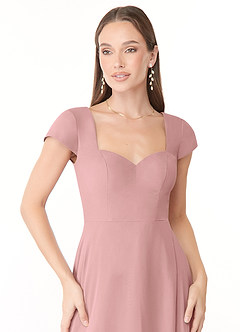 Azazie Hainsly Robes de demoiselle d'honneur Robe Trapèze en Mousseline de soie Encolure en Forme de Cœur Rose Poussiéreuse image5