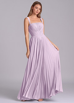 Azazie Mina Final Sale Frosted Lilac A-Line Pleated Chiffon Dress image3