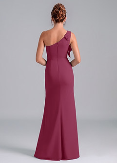 Azazie Rinna Bridesmaid Dresses Mulberry Mermaid One Shoulder Chiffon Dress image2