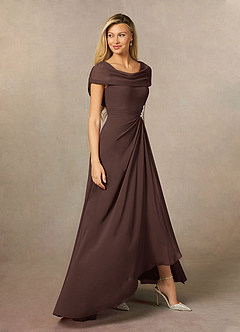 Azazie Mary vestidos de madre de la novia Vestido de Ganache de Gasa de Corte en A con Corte Lateral image7