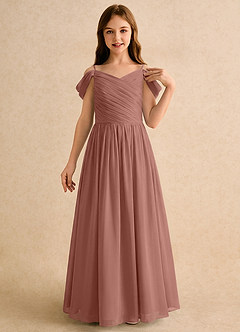 Azazie Chelo Girls Formal Flower Girl Dresses Cedar Rose A-Line Pleated Chiffon Dress image5