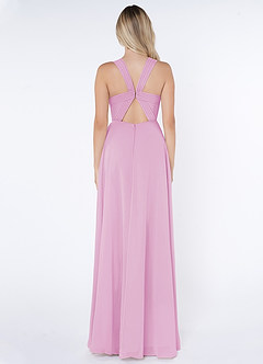 Azazie Jane Bridesmaid Dresses Candy Pink A-Line V-Neck Pleated Chiffon Dress image2