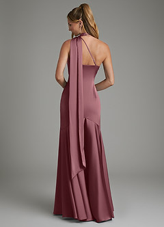 Azazie Amara Bridesmaid Dresses Desert Rose Mermaid One Shoulder Stretch Satin Dress image2