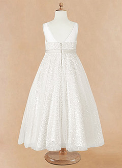 Azazie Siwa Flower Girl Dresses Ivory A-Line Beaded Tulle Dress image6