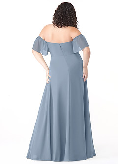 Azazie Sue Vestidos de damas de honor Vestido de Azul Polvoriento de Gasa de Corte en A Convertible con Vestidos sin tirantes image8