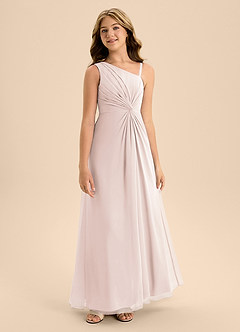 Azazie Brooke Junior Rose Petal A-Line Side Slit Chiffon Dress image5