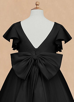 Azazie Kaeya Flower Girl Dresses Black A-Line Bow Tulle Dress image8