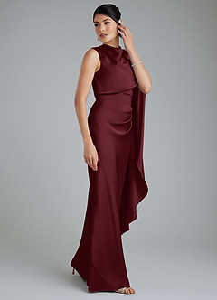 Azazie Taj Bridesmaid Dresses Cabernet Mermaid Corset Stretch Satin Dress image6
