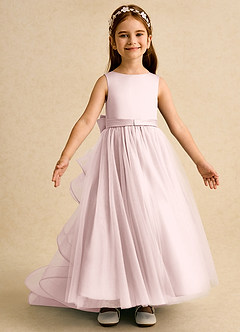 Azazie Lior Robe Demoiselle D'honneur Fillette Robe Princesse en Tulle Plissé Rose Pâle image6