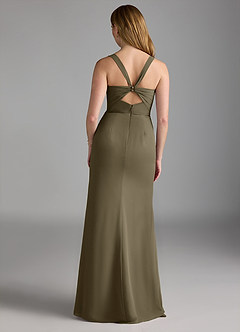 Azazie Mero Bridesmaid Dresses Willow Green Sheath Pleated Chiffon Dress image3