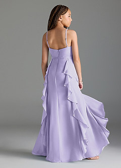 Azazie Peyton Junior Lilac A-Line V-Neck Cascading Ruffles Chiffon Dress image2