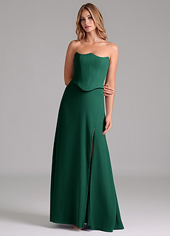 Azazie Jenilyn Bridesmaid Dresses Emerald A-Line Strapless Chiffon Dress image4