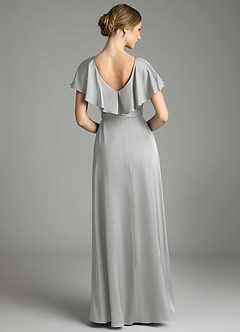 Azazie Lainey Bridesmaid Dresses Silver A-Line with Pockets Stretch Satin Dress image7