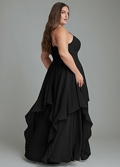 Azazie Zaina Abiti da Damigella Abito A-Line in Chiffon Nero image2
